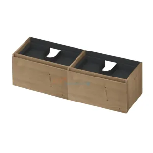 INK Veneer washbasin cabinet - 2 drawers with inner drawer - handleless - wooden frame - 140x45x40 cm - Veneer Ash grey