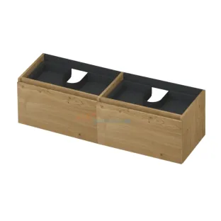 INK Veneer washbasin cabinet - 2 drawers with internal drawer - handleless - wooden frame - 140x45x40 cm - Veneer Natur