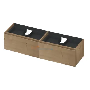 INK Veneer washbasin cabinet - 2 drawers with internal drawer - handleless - wooden frame - 160x45x40 cm - Veneer Ash grey