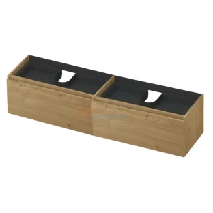 INK Veneer washbasin cabinet - 2 drawers with internal drawer - handleless - wooden frame - 180x45x40 cm - Veneer Natur