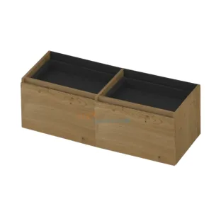 INK Veneer washbasin cabinet - 2 drawers with inner drawer without siphon recess - handleless - wooden frame - 120x45x40 cm - Veneer Natur