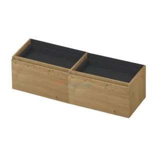 INK Veneer washbasin cabinet - 2 drawers with inner drawer without siphon recess - handleless - wooden frame - 140x45x40 cm - Veneer Natur