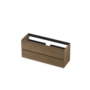 INK Veneer Washbasin cabinet wooden strip - 2 drawers - Handleless - 120x40x52 cm - Veneer Ash grey