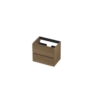 INK Veneer Washbasin cabinet wooden strip - 2 drawers - Handleless - 60x40x52 cm - Veneer Ash grey