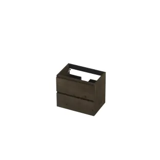 INK Veneer Washbasin cabinet wooden strip - 2 drawers - Handleless - 60x40x52 cm - Veneer Charcoal