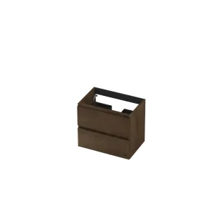 INK Veneer Washbasin cabinet wooden strip - 2 drawers - Handleless - 60x40x52 cm - Veneer Chocolate