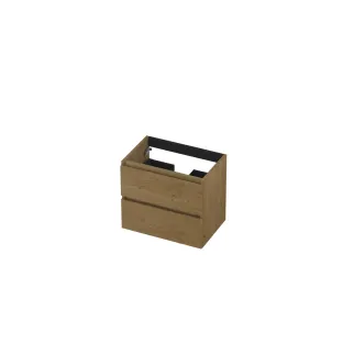 INK Veneer Washbasin cabinet wooden strip - 2 drawers - Handleless - 60x40x52 cm - Veneer Natur