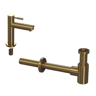 INK Fountain tap set 1B - Fountain tap standing low - design siphon - brushed matt gold