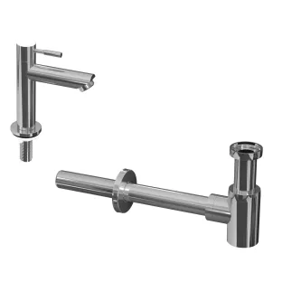 INK Fountain tap set 1B - Fountain tap standing low - design siphon - chrome