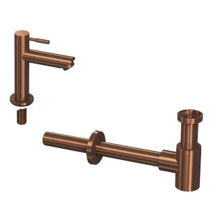 INK Fountain tap set 1B - Fountain tap standing low - design siphon - matt rose gold