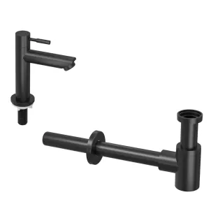 INK Fountain tap set 1B - Fountain tap standing low - design siphon - matt black