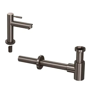 INK Fountain tap set 1B - Fountain tap standing low - design siphon - metal black