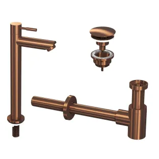 INK Fountain tap set 2A - Fountain tap standing high - always open plug - design siphon - matt rose gold