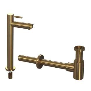 INK Fountain tap set 2B - Fountain tap standing high - design siphon - brushed matt gold