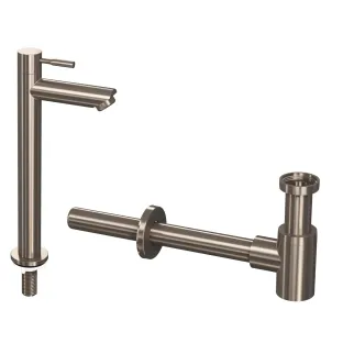 INK Fountain tap set 2B - Fountain tap standing high - design siphon - brushed nickel