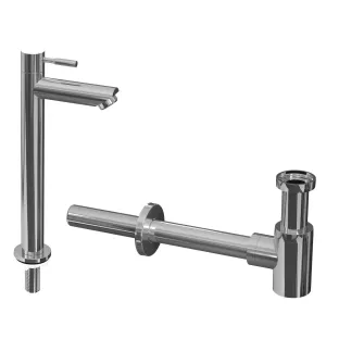 INK Fountain tap set 2B - Fountain tap standing high - design siphon - chrome