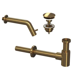 INK Fountain tap set 3A - Fountain tap wall model - always open plug - design siphon - brushed matt gold