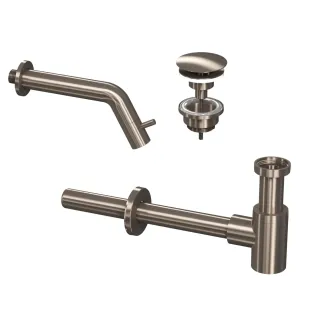 INK Fountain tap set 3A - Fountain tap wall model - always open plug - design siphon - brushed nickel