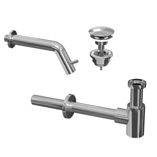 INK Fountain tap set 3A - Fountain tap wall model - always open plug - design siphon - chrome