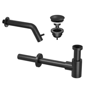 INK Fountain tap set 3A - Fountain tap wall model - always open plug - design siphon - matt black