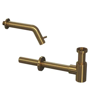 INK Fountain tap set 3B - Fountain tap wall model - design siphon - brushed matt gold