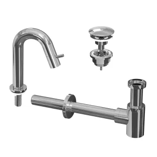 INK Fountain tap set 4A - Fountain tap standing low curved - always open plug - design siphon - chrome