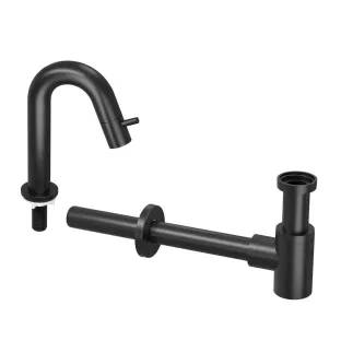 INK Fountain tap set 4B - Fountain tap standing low curved - design siphon - matt black