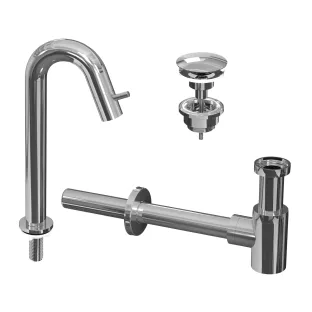 INK Fountain tap set 5A - Fountain tap standing high curved - always open plug - design siphon - chrome