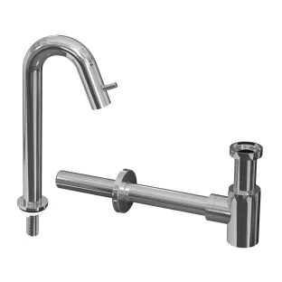 INK Fountain tap set 5B - Fountain tap standing high curved - design siphon - chrome