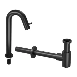 INK Fountain tap set 5B - Fountain tap standing high curved - design siphon - matt black