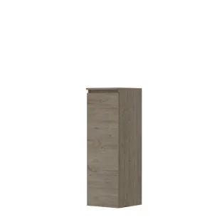 INK half high cabinet 1 door universal - handleless - wooden frame - 2 glass shelves - 35x37x106 cm - Greige oak