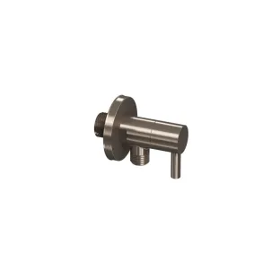 INK Angle stop valve - inlet 1/2" and outlet 3/8" - including rosette - brushed nickel