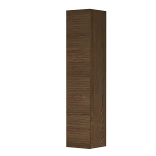 INK high cabinet 1 door universal - handleless - horizontally milled - 36x37x169 cm - Solid oak chocolate