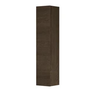 INK high cabinet 1 door universal - handleless - vertically milled - 36x37x169 cm - Solid oak charcoal