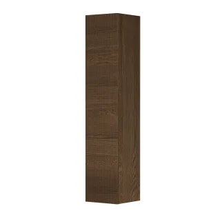 INK high cabinet 1 door universal - handleless - vertically milled - 36x37x169 cm - Solid oak chocolate