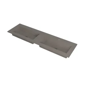 INK Kraft Washbasin - 2 sinks - 2 tap holes - 160x45x1 cm - Quartz concrete