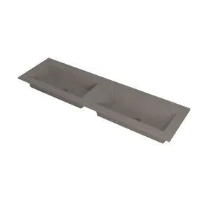 INK Kraft Washbasin - 2 sinks - without tap hole - 160x45x1 cm - Quartz concrete