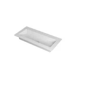 INK Kraft Washbasin central - 1 sink - 1 tap hole - 100x45x1 cm - Polystone matt white