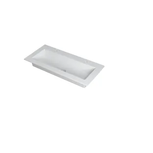 INK Kraft Washbasin central - 1 sink - 2 tap holes - 100x45x1 cm - Polystone matt white