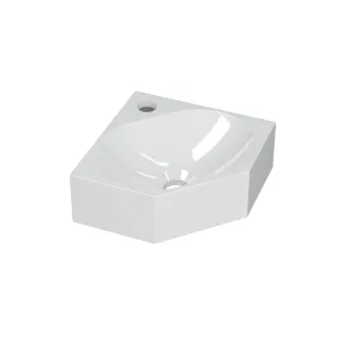 INK Matrix corner fountain polystone - 1 tap hole - 27x27x10 cm - Gloss white