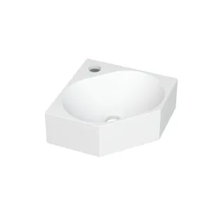 INK Matrix corner fountain polystone - 1 tap hole - 27x27x10 cm - Matt white