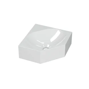 INK Matrix corner fountain polystone - without tap hole - 27x27x10 cm - Gloss white