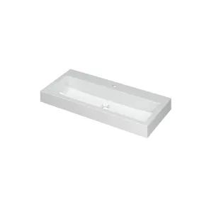 INK Momento Central Washbasin - 1 sink - 1 tap hole - 100x45x9 cm - Polystone gloss white