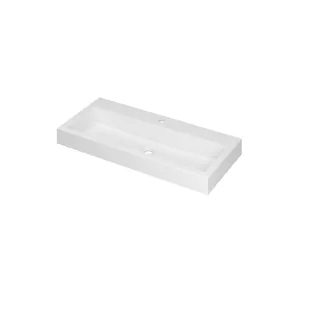 INK Momento Washbasin Central - 1 sink - 1 tap hole - 100x45x9 cm - Polystone matt white