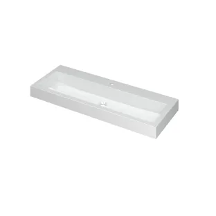 INK Momento Washbasin Central - 1 sink - 1 tap hole - 120x45x9 cm - Polystone gloss white