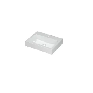 INK Momento Central Washbasin - 1 sink - 1 tap hole - 60x45x9 cm - Polystone gloss white