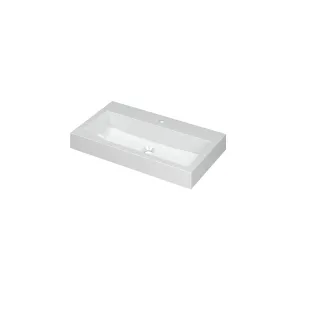 INK Momento Central Washbasin - 1 sink - 1 tap hole - 80x45x9 cm - Polystone gloss white