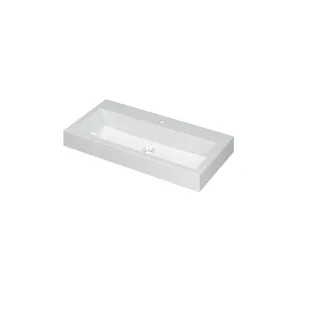 INK Momento Central Washbasin - 1 sink - 1 tap hole - 90x45x9 cm - Polystone gloss white