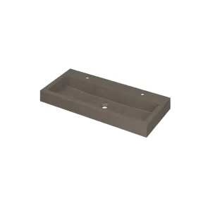 INK Momento Central Washbasin - 1 sink - 2 tap holes - 100x45x9 cm - Quartz concrete