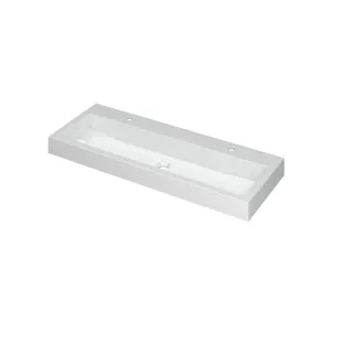 INK Momento Washbasin Central - 1 sink - 2 tap holes - 120x45x9 cm - Polystone gloss white